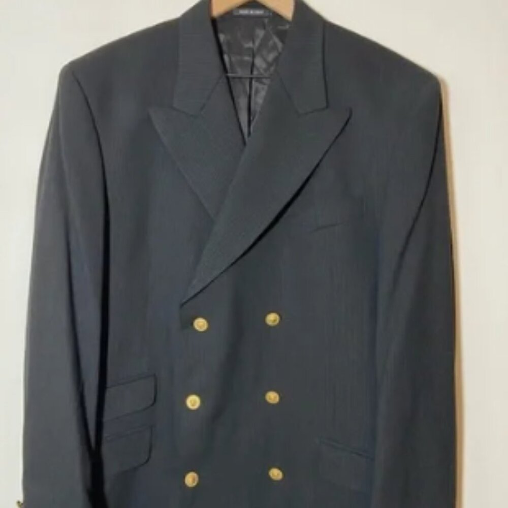 Trabaldo Togna Sergio Valentino Gold Lion Buttons Men's Suit Jacket Blazer 42 L